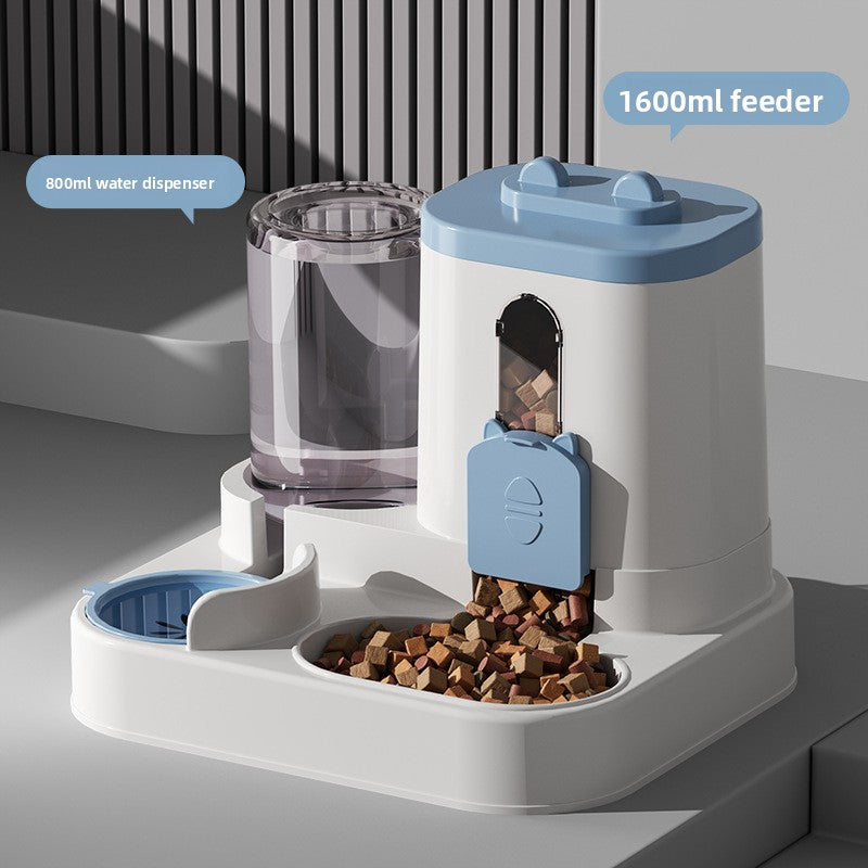 Pet automatic drinking and feeding bowl for cat food