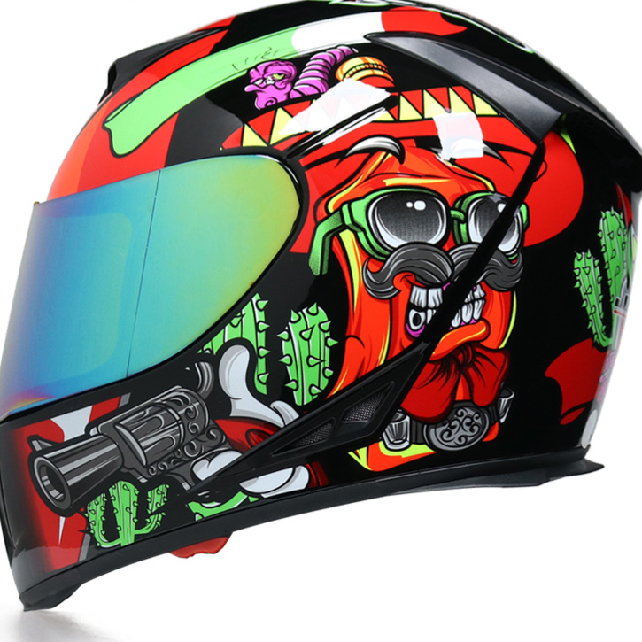 Full face bicycle helmet with dual lens