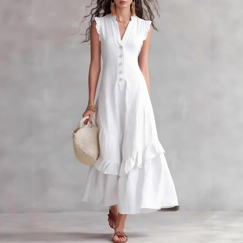 Womens Sleeveless A-Line Midi Dress
