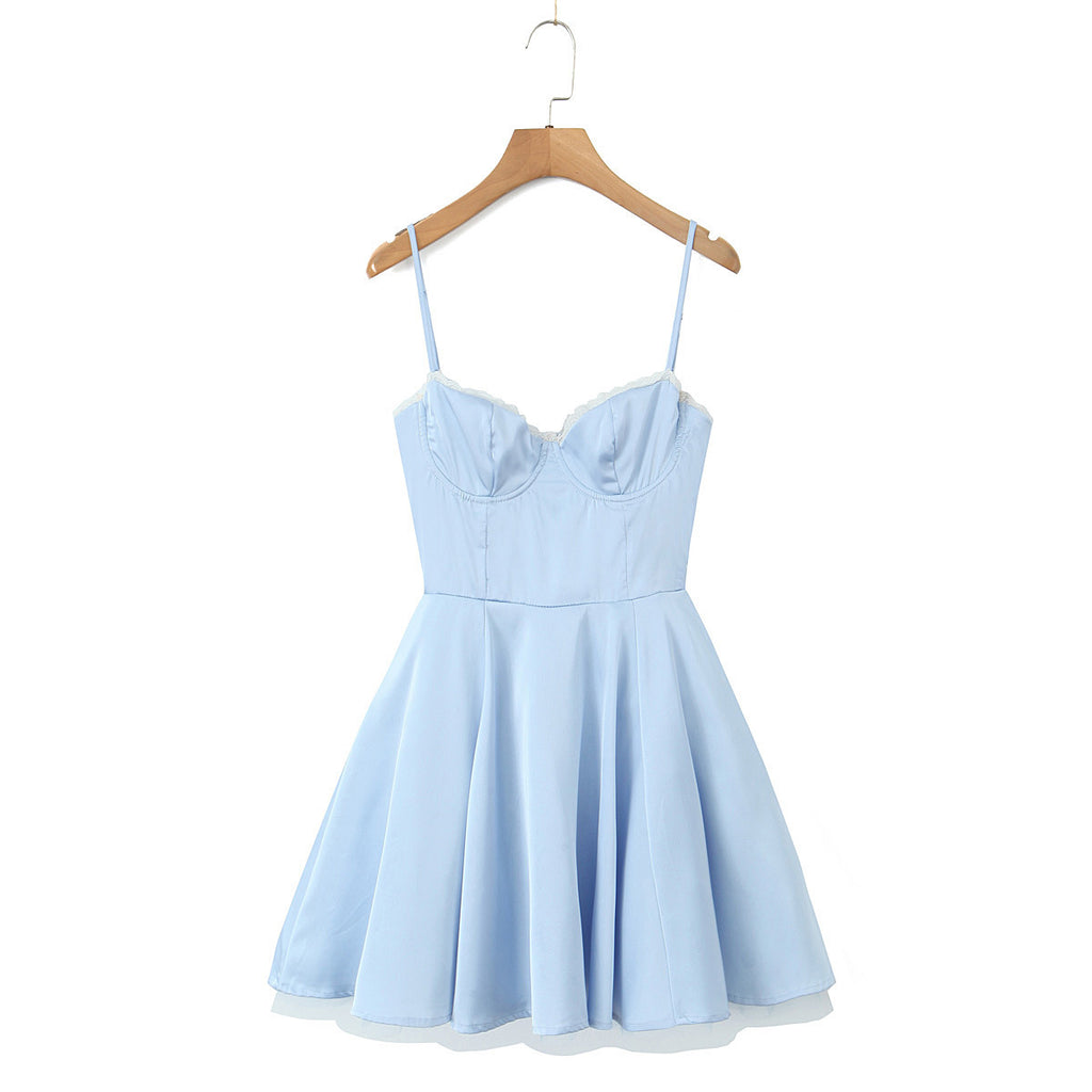 Women's Suspender Backless Puff Dress