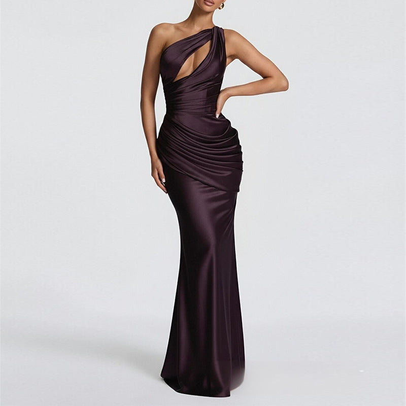 Elegant Solid Color Halter Neck Dress