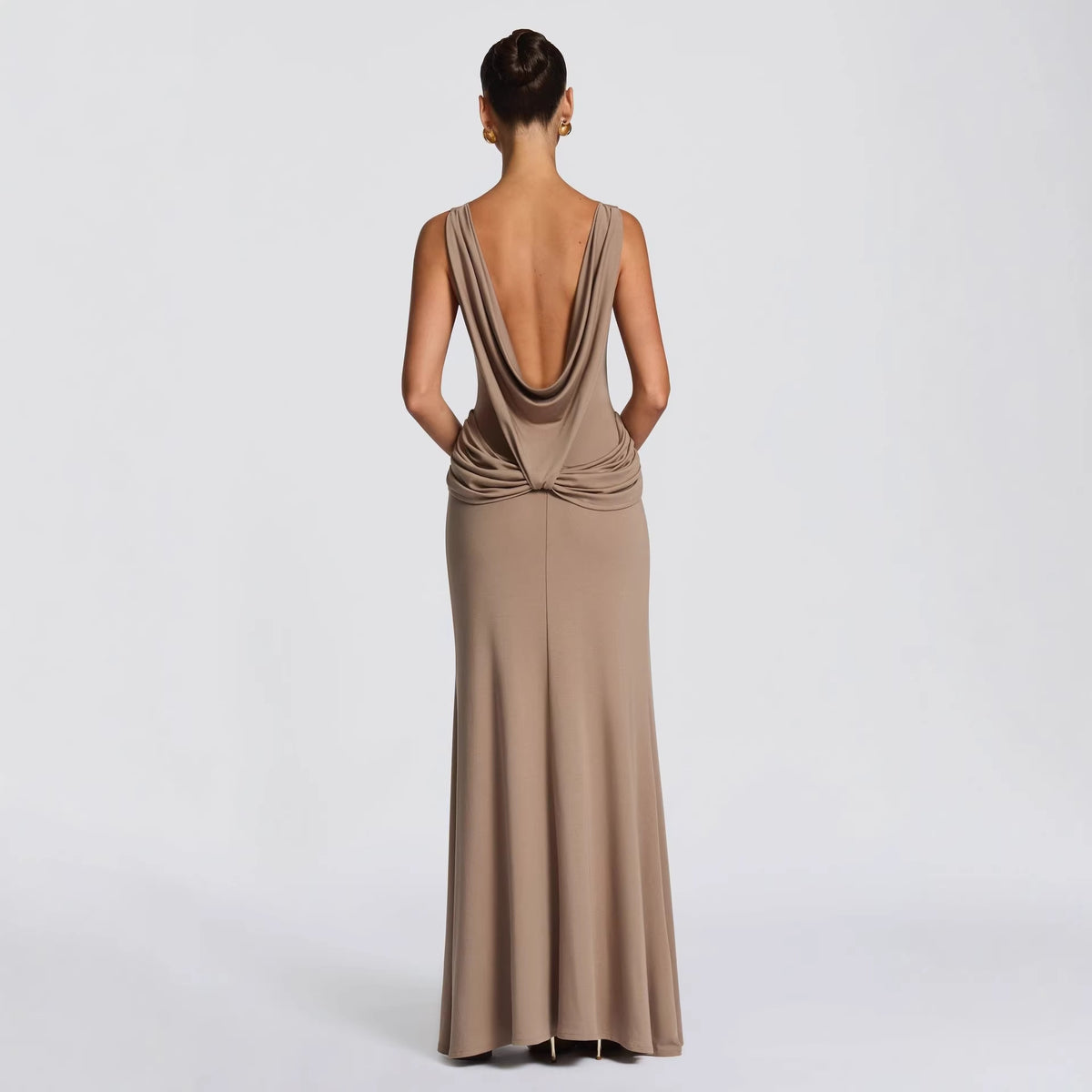 Womens Long Sleeve Bodycon Draped Dress