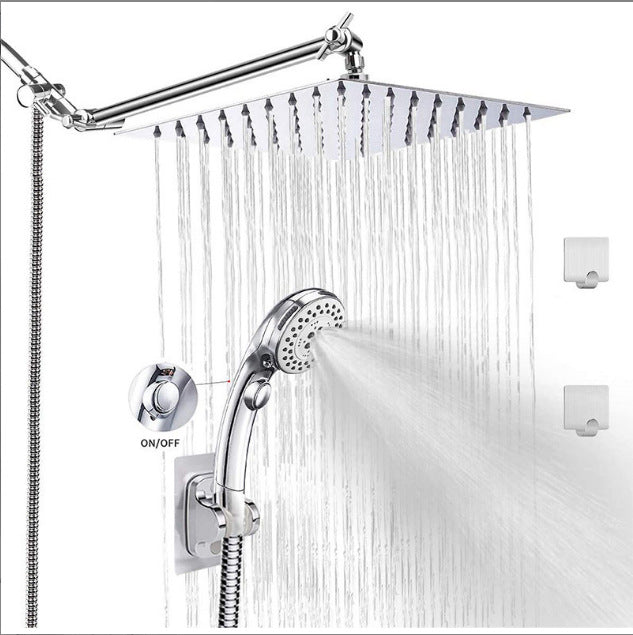 Stainless Steel Shower Set with 8 Functions and Extension Rod