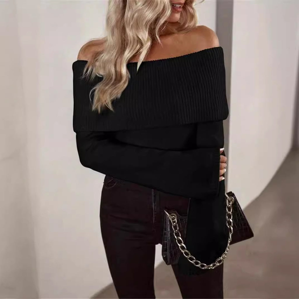 Womens Slim-fit Knitted Backless Sweater