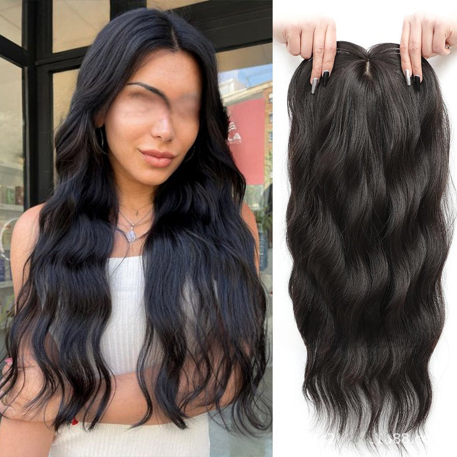 Hollow Mesh Lace Figure-Eight Bangs Water Wave Hairpiece Natural Seamless Multi-Color