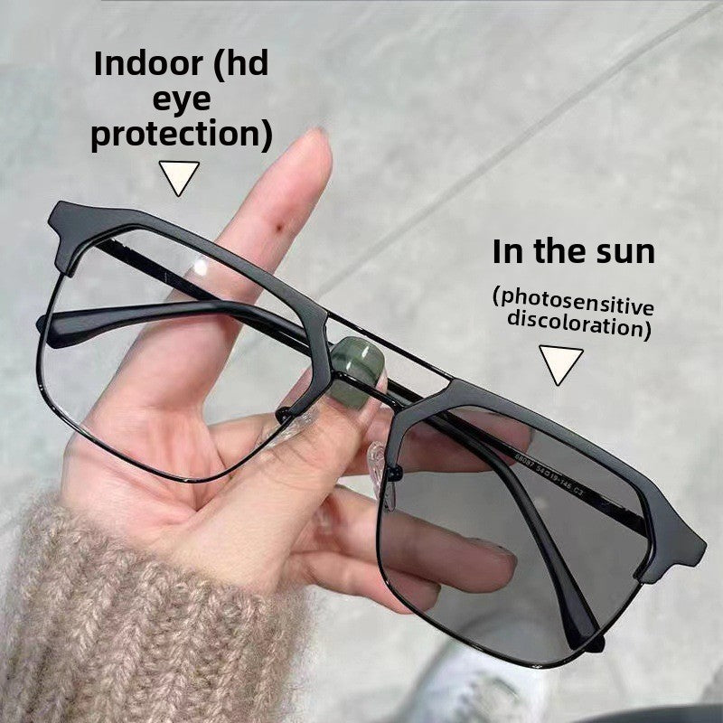 Metal Double Bridge Blue Light Protection Sunglasses