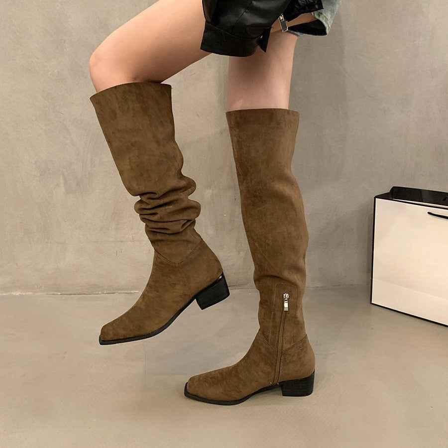 Womens Suede Over-the-Knee Boots