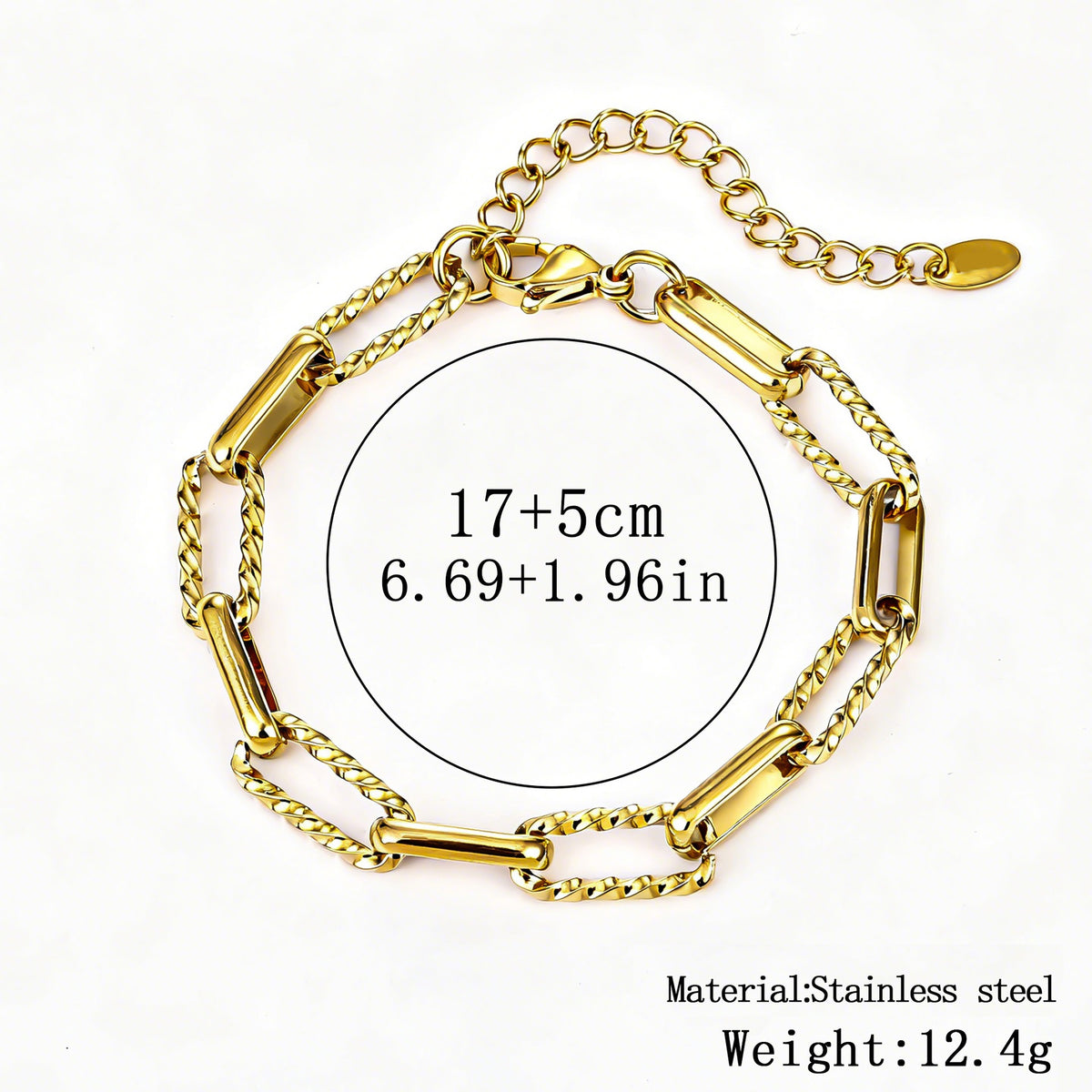 316L Titanium Steel Bracelet Waterproof Hypoallergenic Gold Plated Chain Jewelry for Men Women Unisex Fashion Accessories