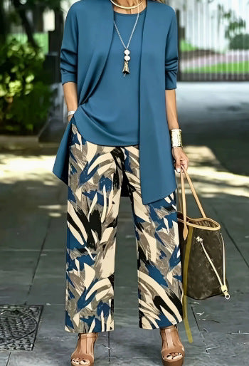 Casual 3D Printed 3-Piece Set Top Vest Pants