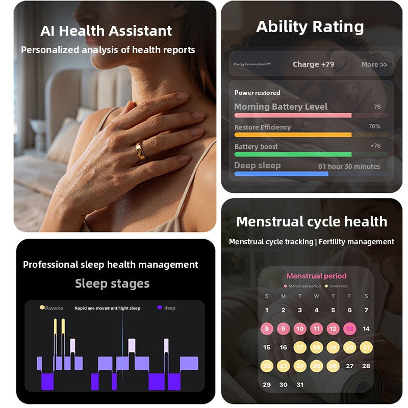 R21 Smart Ring with Heart Rate Blood Oxygen Sleep Tracking AI Health Monitor Waterproof Fitness Tracker