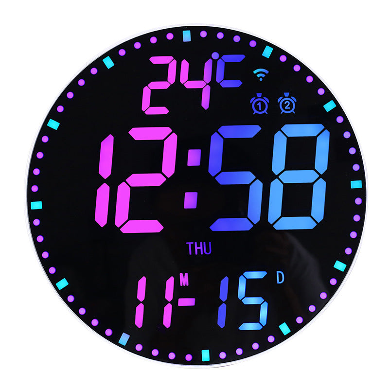 RGB WiFi Wall Clock Digital Perpetual Calendar LED Alarm Clock App Control