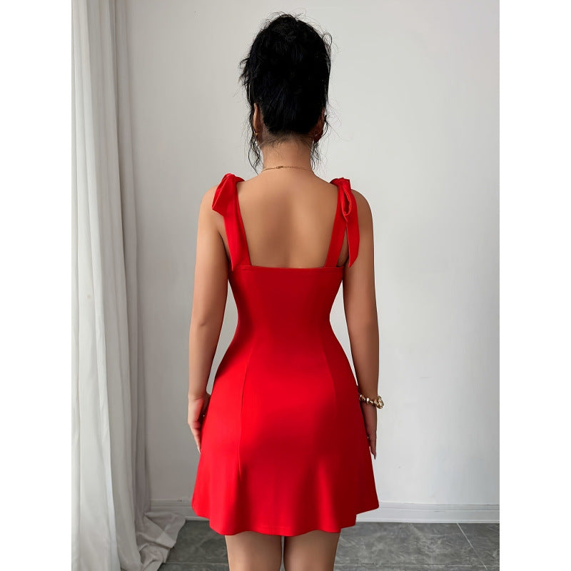Ladies Pearl Embellished Knit A-Line Dress