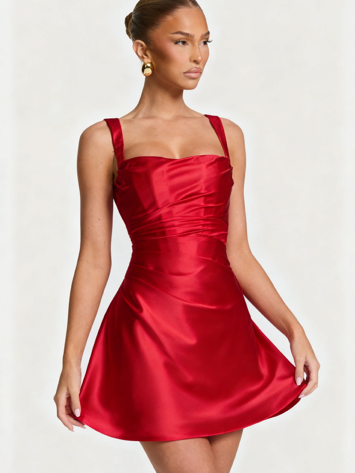 Sleeveless Square Neck Tie Waist Dress