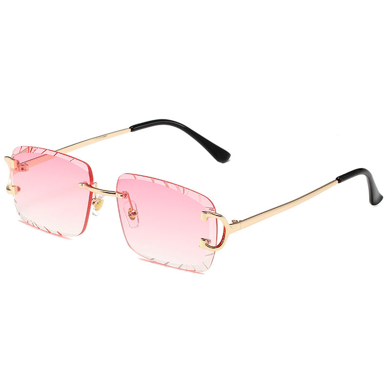 Frameless Square Metal Sunglasses UV400 Protection