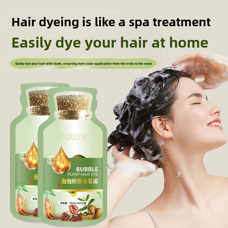 CQRZEN Plant Bubble Hair Dye Foam Temporary Color Unisex Self Application 300ml