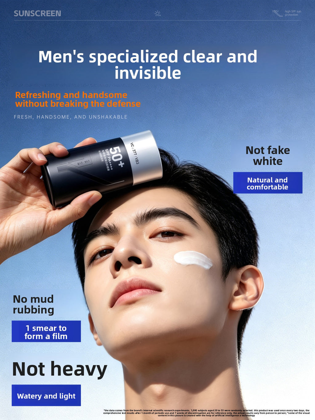 Men's Whitening Sunscreen SPF50+ Non-Greasy Face and Body Protection
