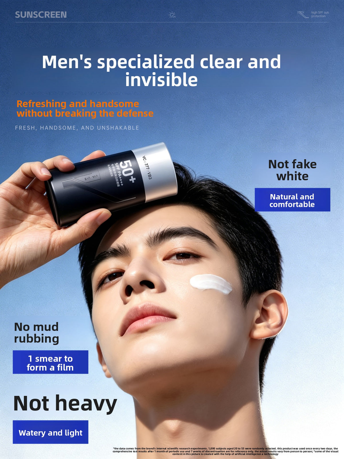 Men's Whitening Sunscreen SPF50+ Non-Greasy Face and Body Protection