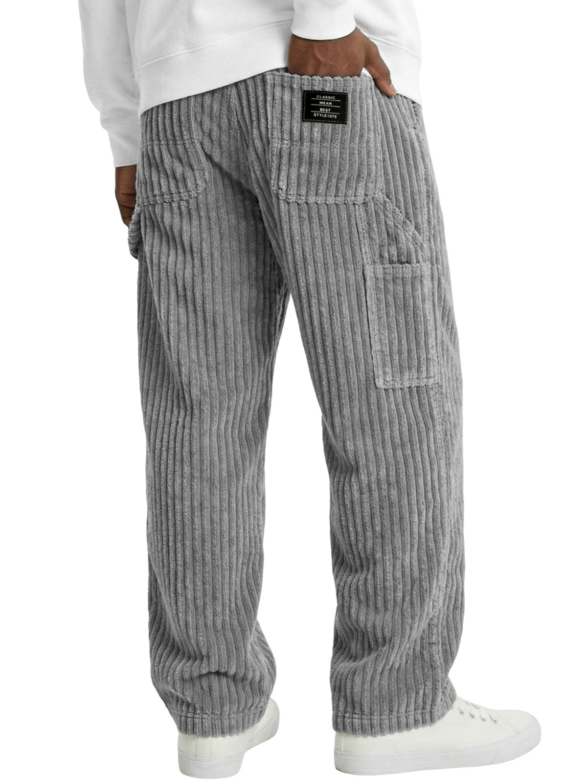 Denim straight-fit casual pants