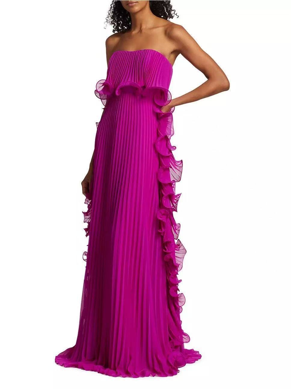 Pleated Wrap Flared Dress