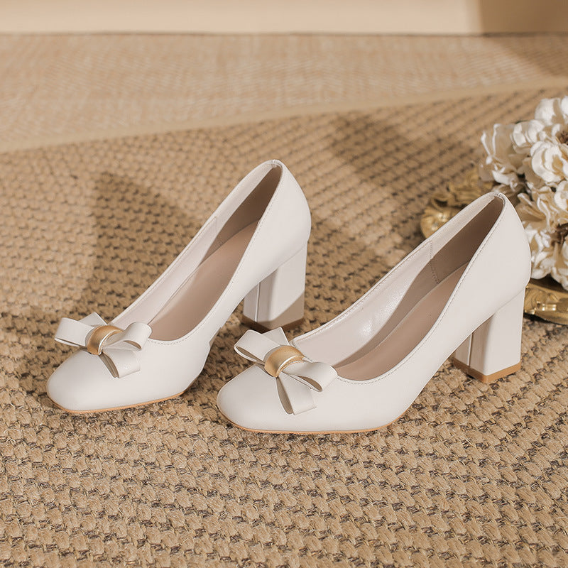 Womens Square Toe Chunky Heel Shoes