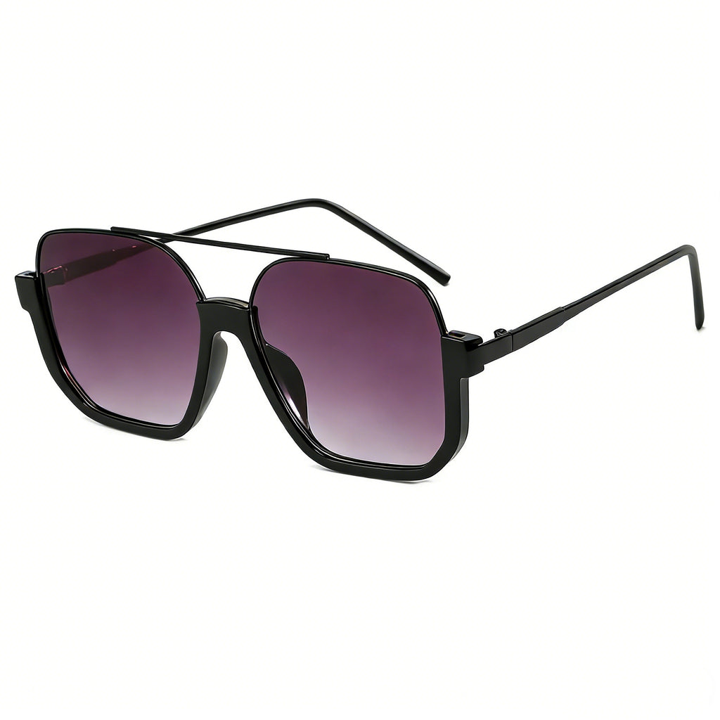 Retro Half Frame Sunglasses UV400 Protection Metal Double Beam Sun Glasses for Driving Outdoor Fashion