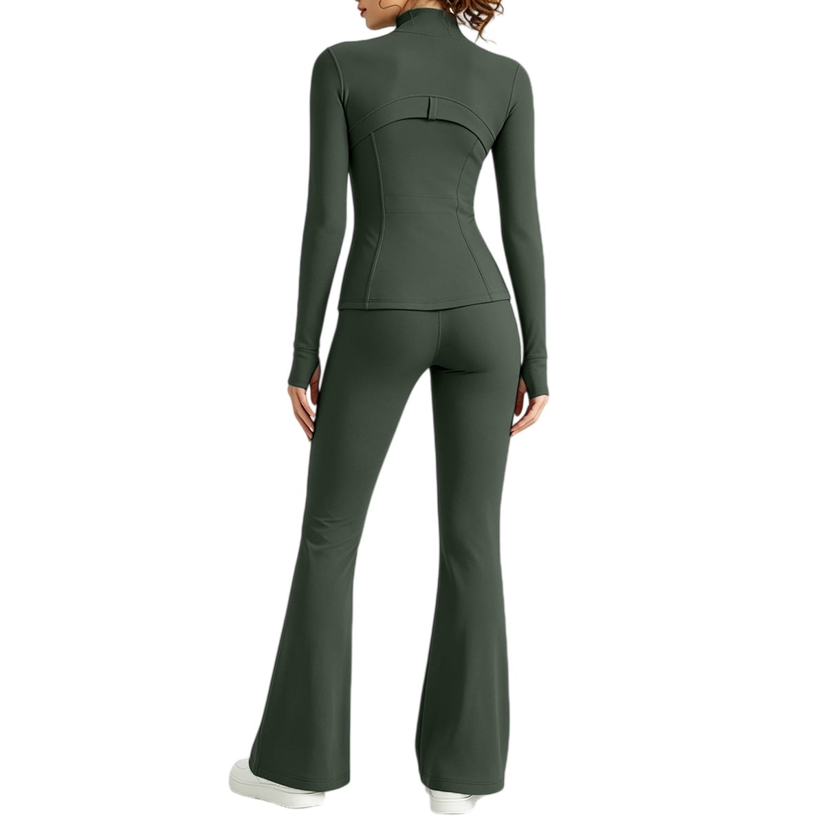 Double-Sided Brushed Yoga Set for Women Stand-Collar Slim-Fit Jacket High-Waist Flared Pants