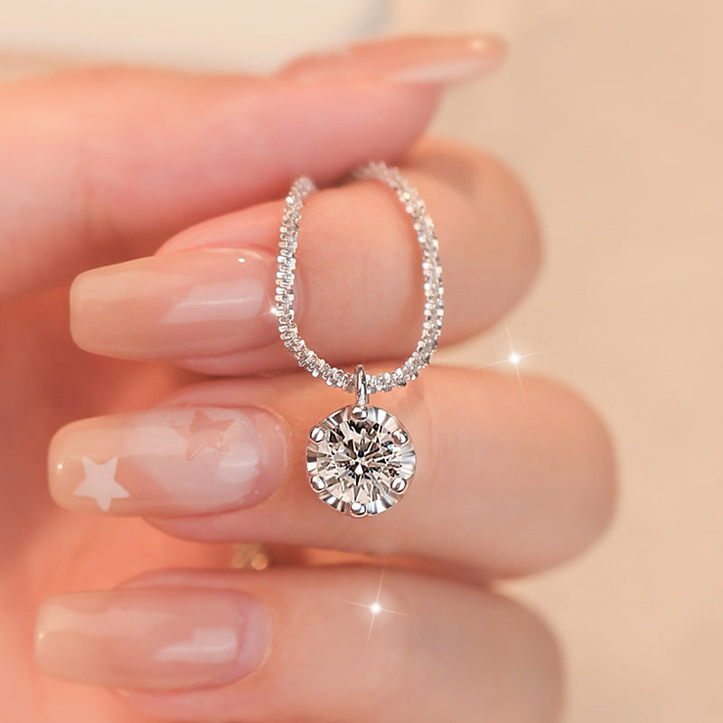 Geometric Zircon Pendant Necklace with Adjustable Chain