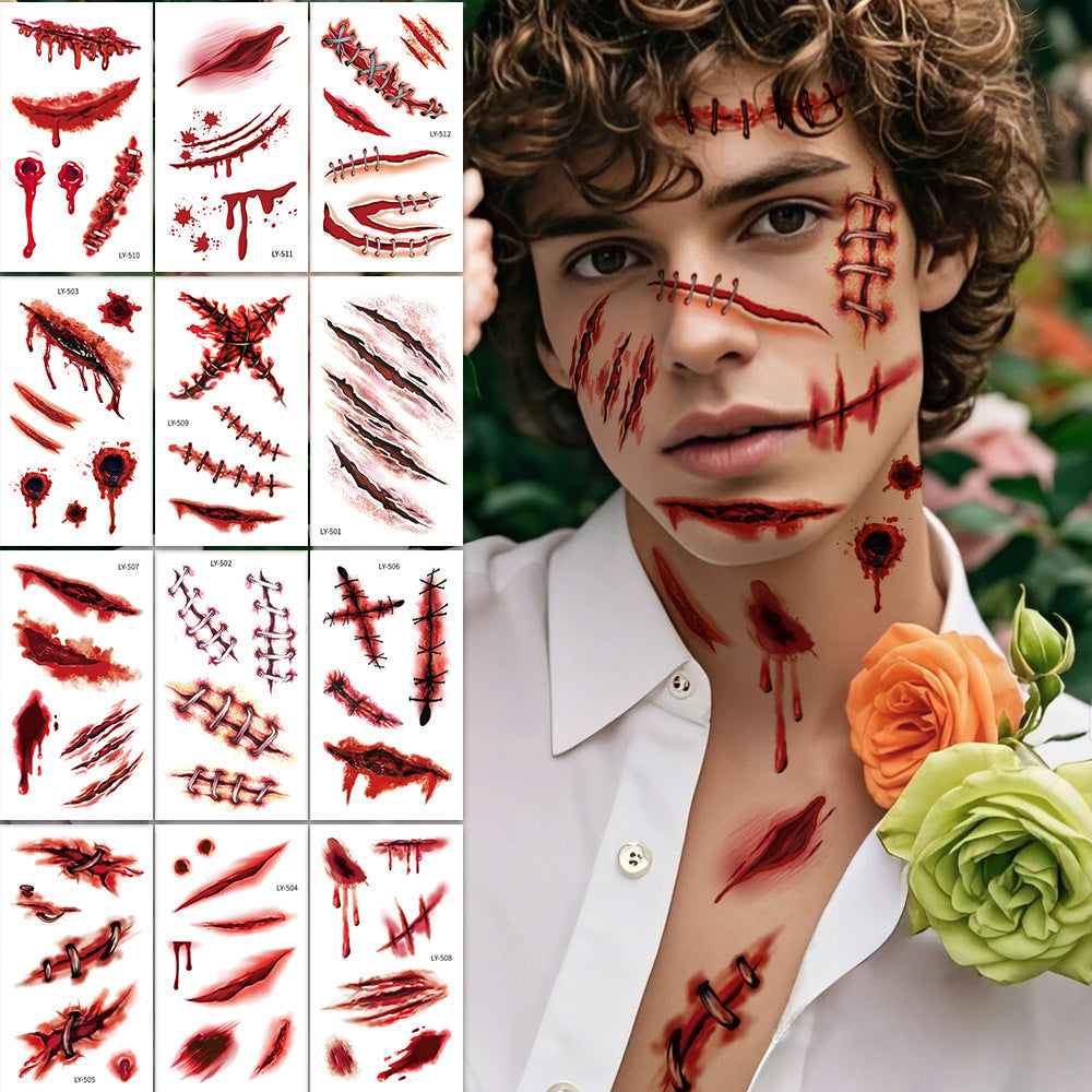Halloween Scar Face Stickers Horror Makeup Set