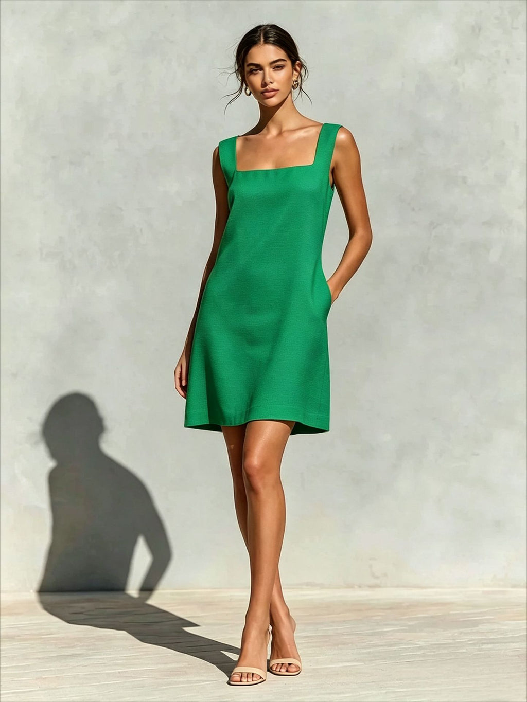 Square-neck sleeveless dress