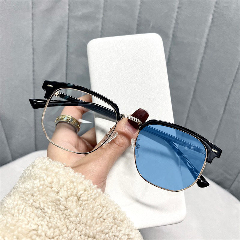 Photochromic Half-Frame Glasses with Anti-Blue Light