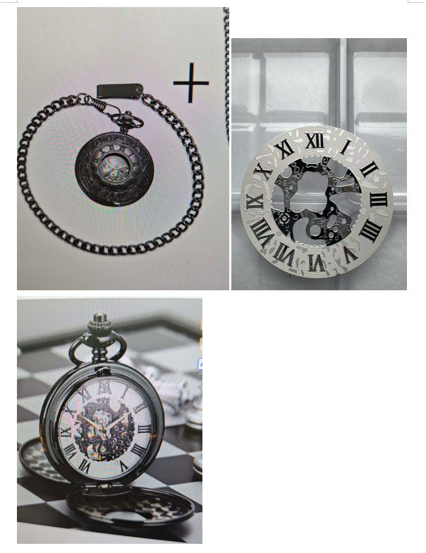 Engraved Mechanical Pocket Watch with Alloy Chain