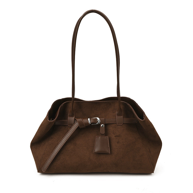 French Style Matte Baguette Shoulder Bag