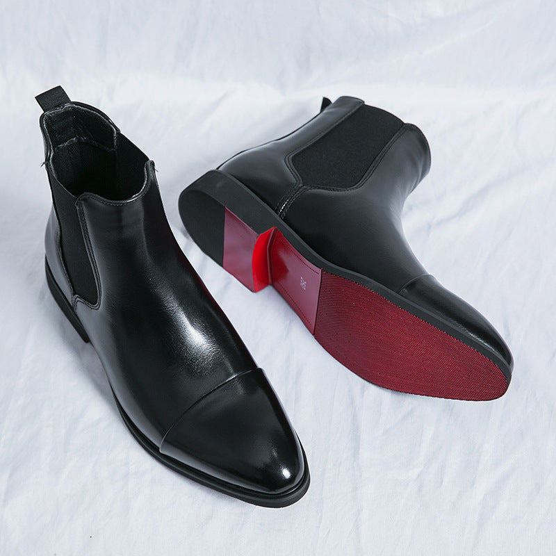 Spring and autumn high-top leather shoes
