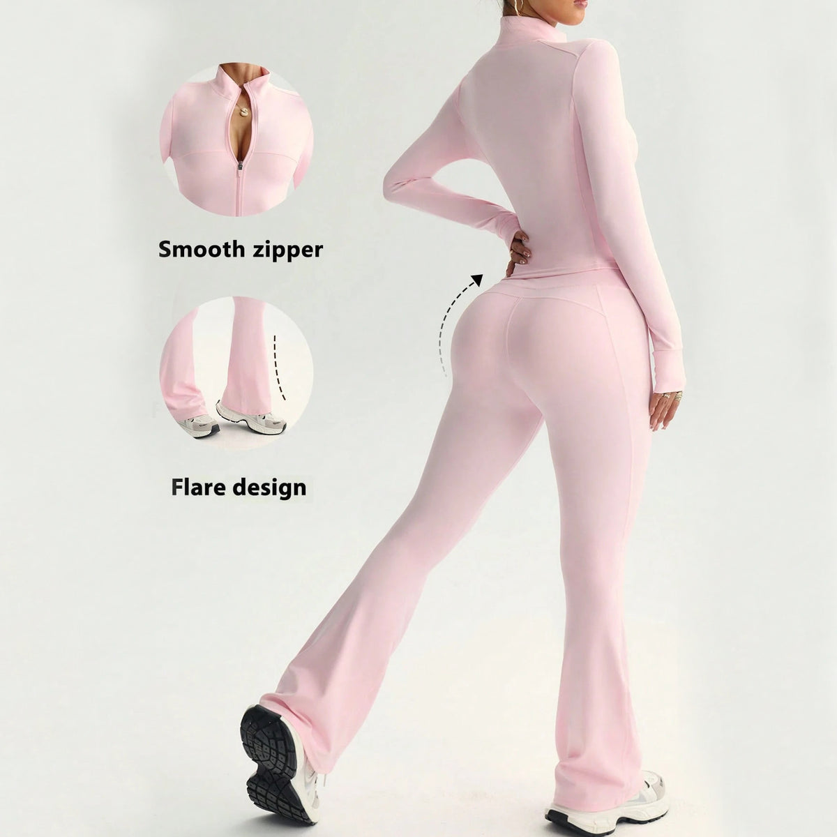 Women's Long Sleeve Yoga Set with Flared Pants