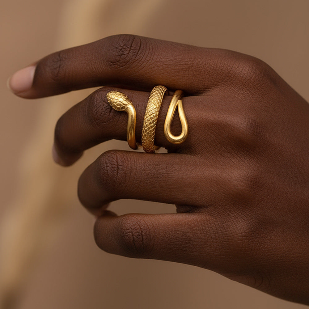 Personalized Snake-Shaped Stainless Steel Ring