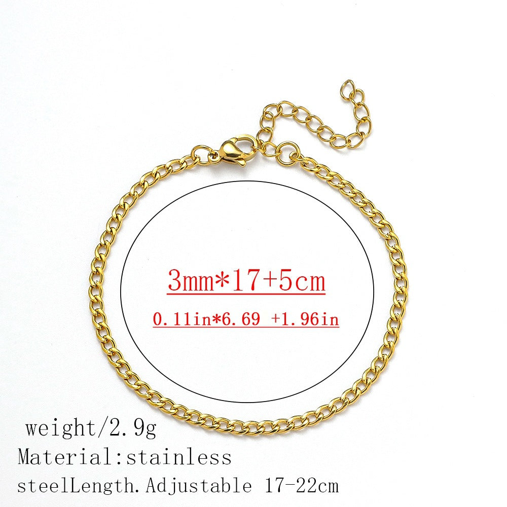 316L Titanium Steel Bracelet Waterproof Hypoallergenic Gold Plated Chain Jewelry for Men Women Unisex Fashion Accessories
