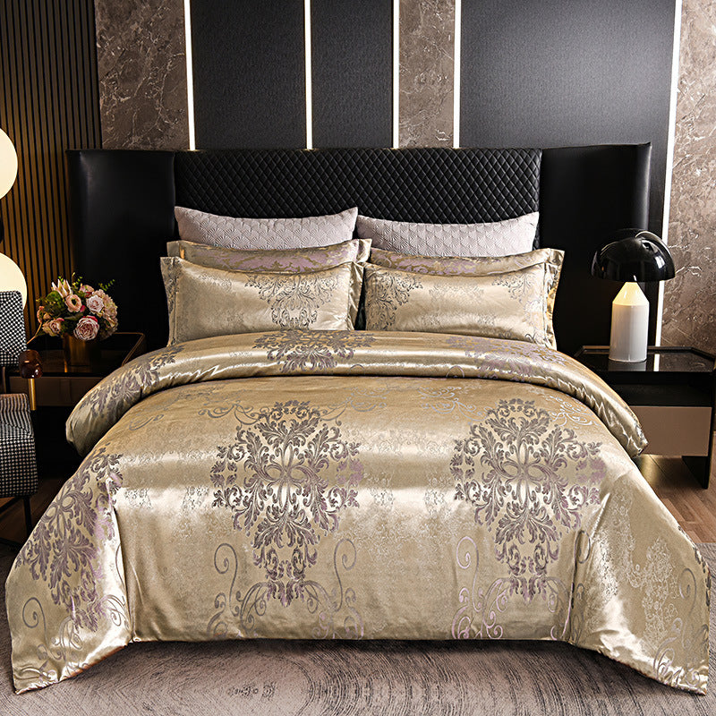 European Style Satin Silk Jacquard Bedding Set