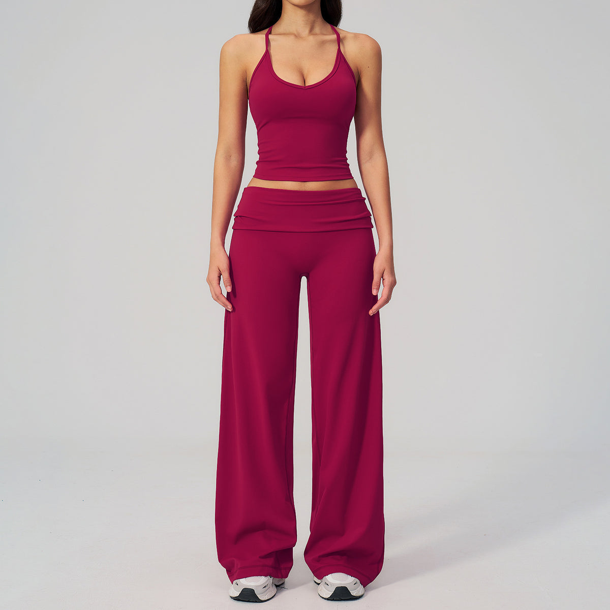 Women's Racerback Yoga Set with Wide-Leg Pants