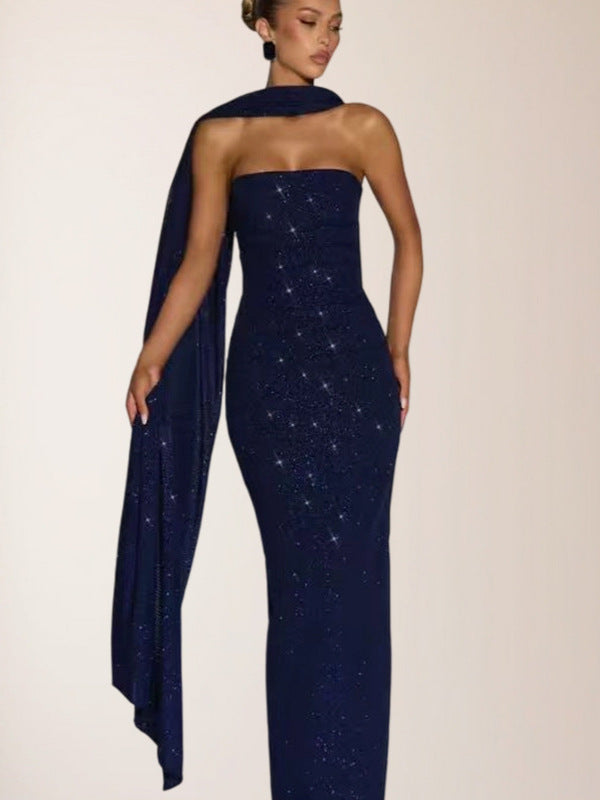 Sequin Off-Shoulder Slim Dress
