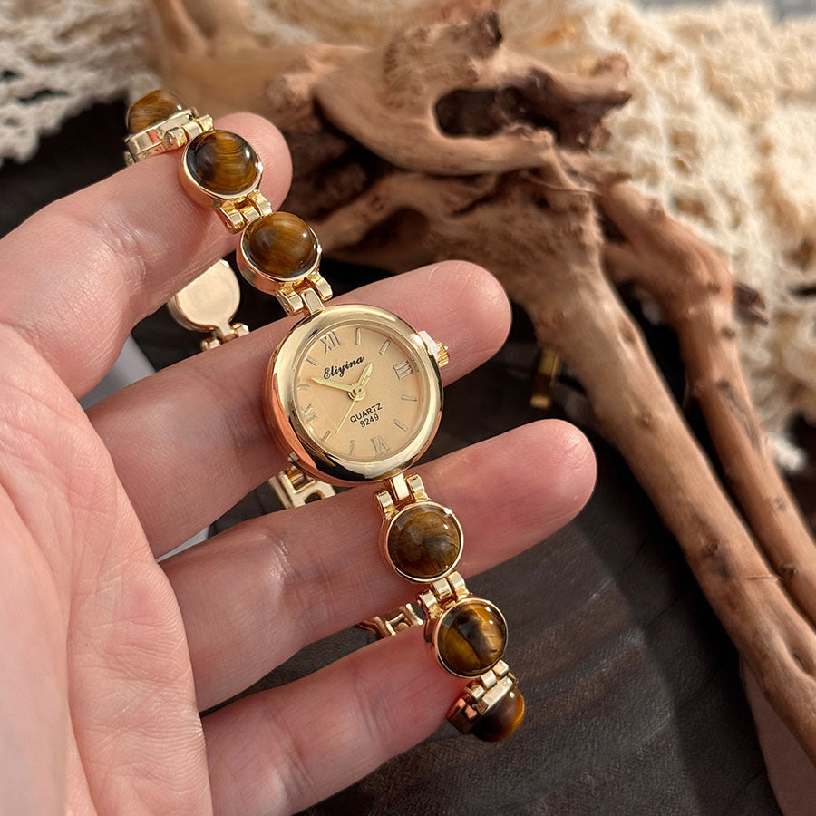 Vintage Gemstone Beaded Quartz Women Watch