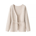 Women's Two-Color Lace-Up Long Sleeve V-Neck Cardigan Sweater