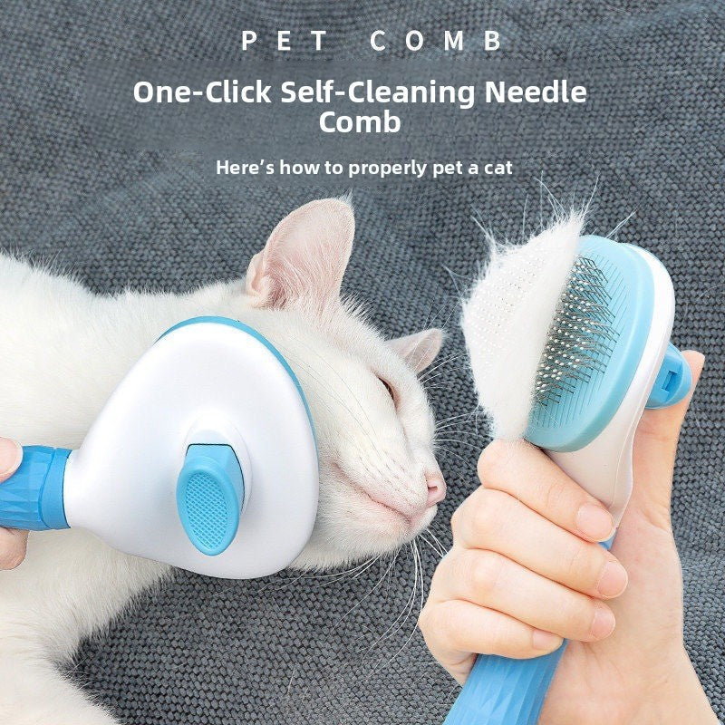 Self Cleaning Pet Comb for Long Haired Cats and Dogs