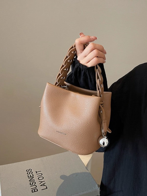 Women Handwoven Bucket Bag Simple Shoulder Crossbody Bag