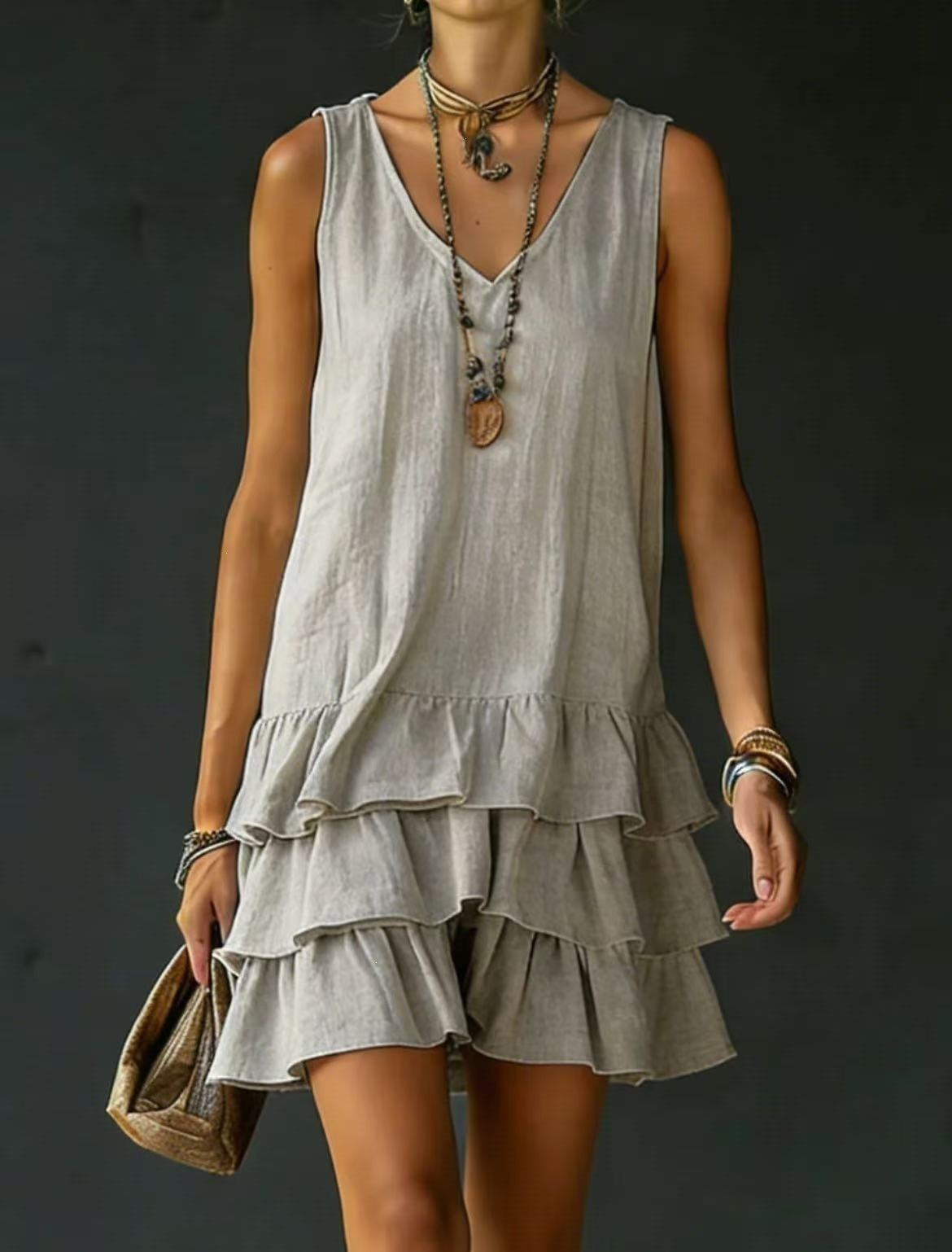 Sleeveless V-Neck A-Line Dress