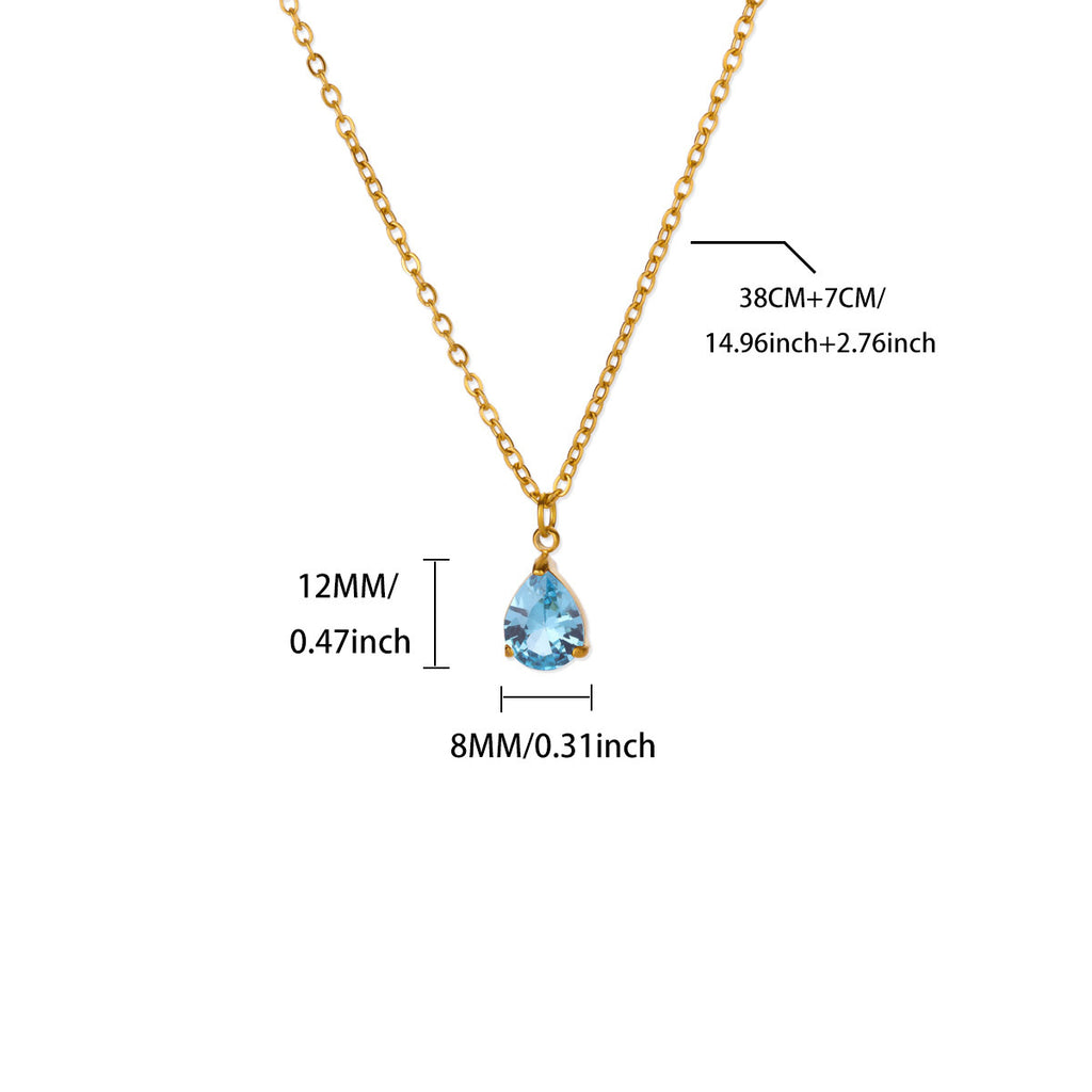 Water Drop Zircon Birthstone Necklace