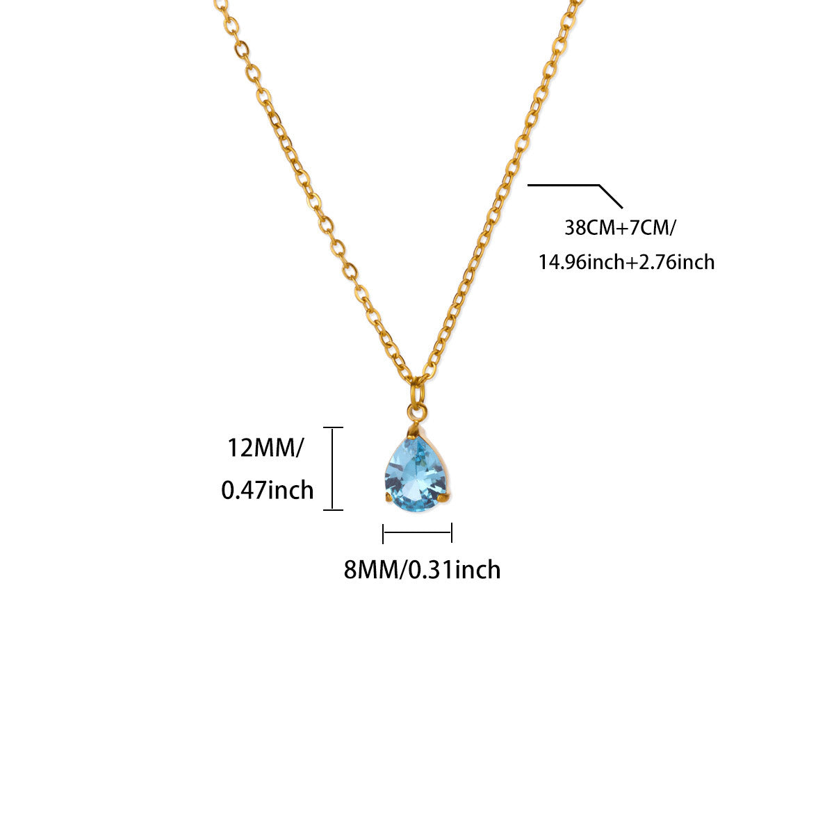 Water Drop Zircon Birthstone Necklace
