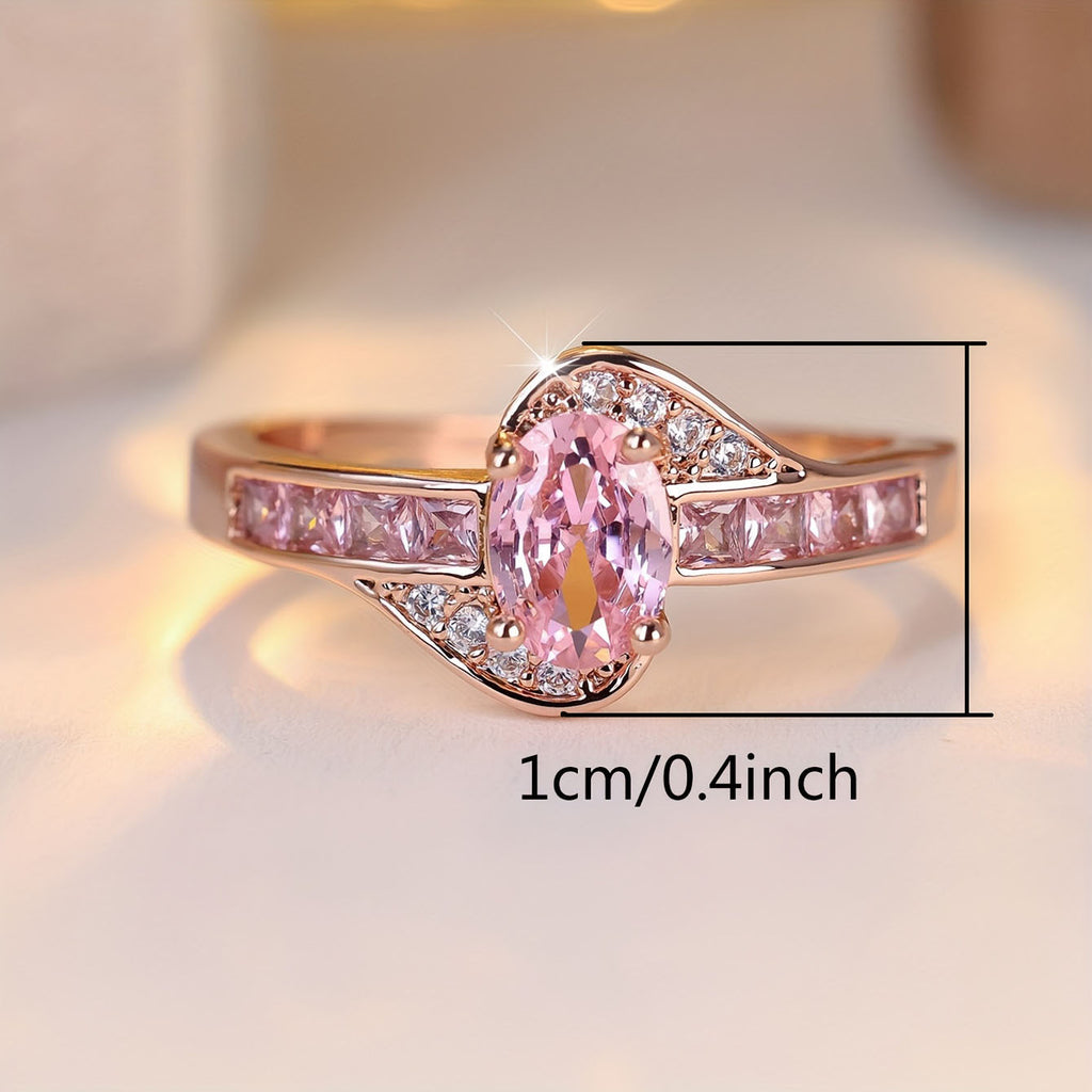 Pink Quartz Oval Diamond Ring