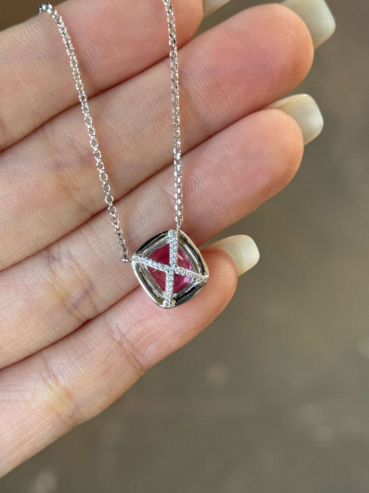 Cultivated Pink Sapphire Necklace with Gold Plating