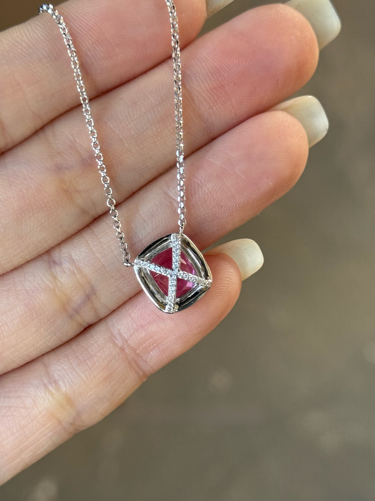 Cultivated Pink Sapphire Necklace with Gold Plating