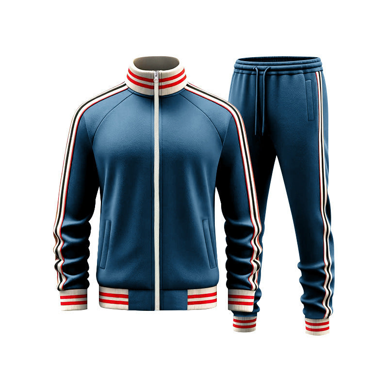 Men's woven striped sports casual two-piece set